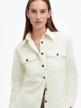 Madewell Women’s Corduroy Relaxed Shirt Jacket Ivory size M